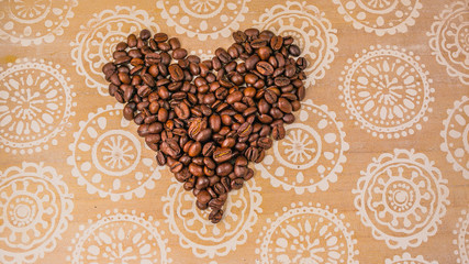 Coffee Beans on Wooden Table 