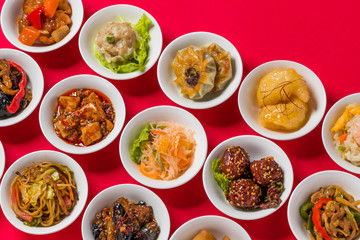 中華料理　一斉集合　Delicious Chinese food group photo