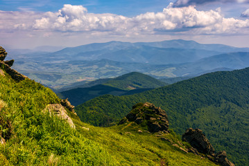 Naklejka premium hill side with boulders in Carpathian mountains
