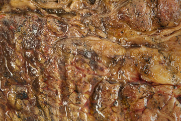 Obraz na płótnie Canvas Close up of grilled Lamb steak on white background - medium done. Great for texture. Narrow Aperture shot especially for texture use.