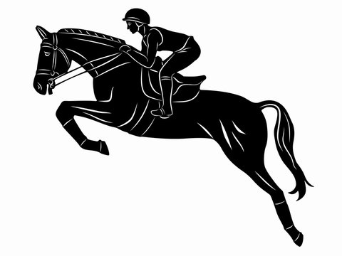 illustration of rider on horseback, vector draw