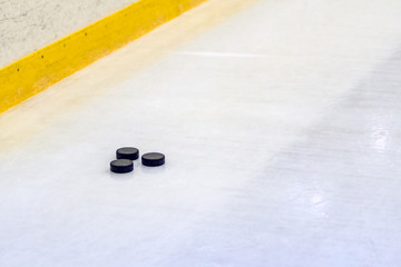 Hockey puck on the ice