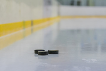 Hockey puck on the ice