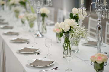 table wedding decoration with dish spoon and fork