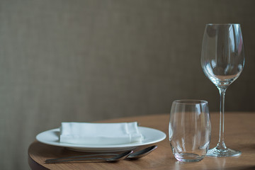 table wedding decoration with dish spoon and fork