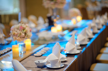 table wedding decoration with dish spoon and fork