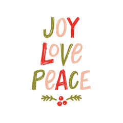 Vector Hand Lettering Joy Love Peace Greeting