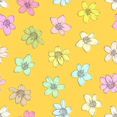 Colorful flowers seamless background.