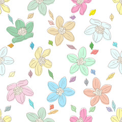 Floral element on bright seamless background.