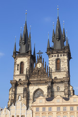 Fototapeta na wymiar Church of Our Lady before Tyn, facade, Prague, Czech Republic