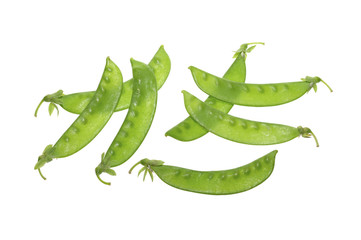 Fresh green peas isolated on a white 