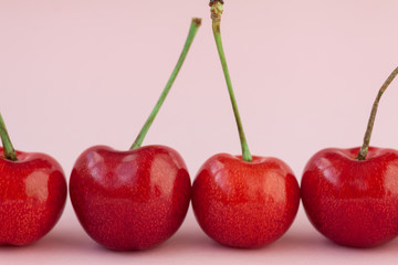Line of sweet cherries
