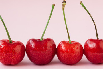 Line of sweet cherries