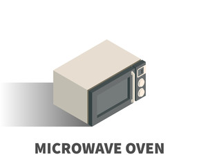 Microwave oven icon, vector symbol in isometric 3D style isolated on white background.