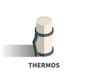 Thermos icon, vector symbol in isometric 3D style isolated on white background.
