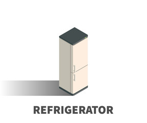 Refrigerator icon, vector symbol in isometric 3D style isolated on white background.