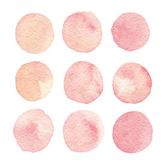 Hand painted watercolor texture circles isolated. Vector.