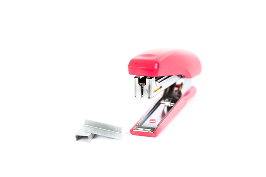 Pink Stapler isolated on white background
