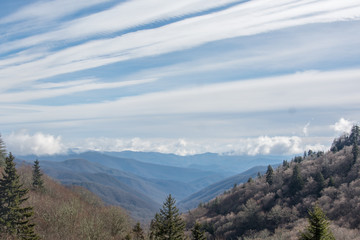 Clouds Form Strips Across the Sky in the Great Smoky Mountains National Park