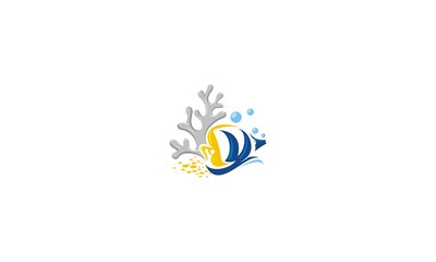 Fish, corals, oceans, underwater, nautical, emblem symbol icon vector logo