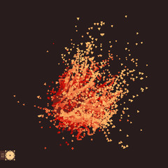 Array with dynamic emitted particles. Futuristic design. Abstract background. Vector illustration.