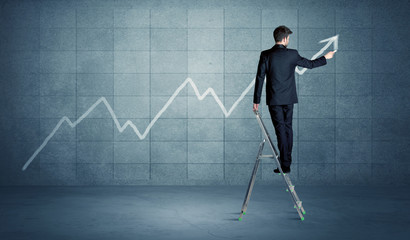 Man drawing line from ladder