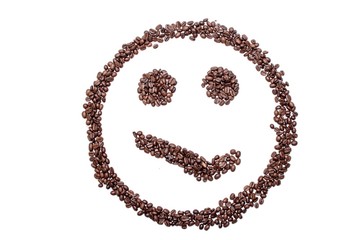 Malicious smile smiley coffee beans isolated on a white background