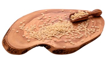 Macaroni on a wooden board of olive tree isolated on a white background