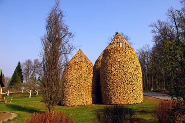 Pyramid Shaped Stacks of Firewood 