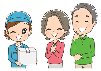 シニア夫婦と荷物のイラスト