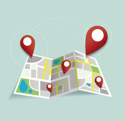you are here, pin location icon and map vector, the concept of travel 