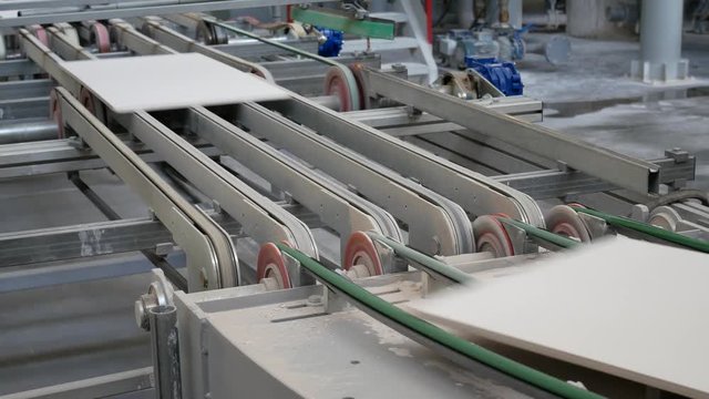 Conveyer Line For Ceramic Tile At Heavy Plant. Factory for Production of Ceramic Tiles. The Process of Making Ceramic Tiles