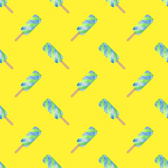 Seamless background image colorful watercolor texture popsicle pattern