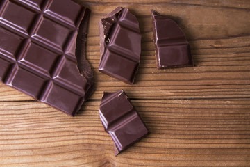 Chocolate on wooden background