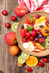 Fototapeta na wymiar mixed colorful fruit for breakfast