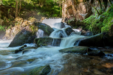 French countryside - Vosges. Several successive waterfalls in the forests of the Vosges.