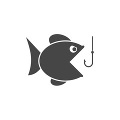 Fish open mouth to swallow a hook - vector illustration