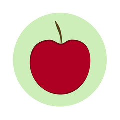 Red apple in light green circle. Flat design. vector illustration