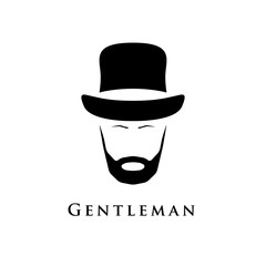 Gentleman with beard and in hat. Vector illustration.