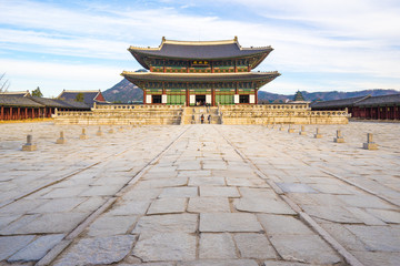 Gyeongbokgung Palace in Seoul, South Korea - obrazy, fototapety, plakaty