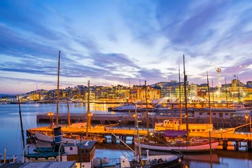 Foto op Canvas Port of Oslo city in Norway at night © orpheus26