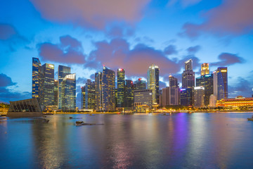 Fototapeta na wymiar Downtown of Singapore city skyline at night