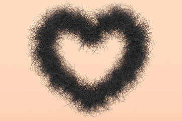 Heart Shape with black Hair as Symbol against the female Shave