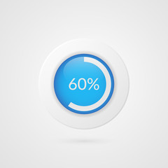 60 percent blue pie chart. Percentage vector infographics. Circle diagram isolated symbol. Business illustration icon for marketing presentation, project, data report, information, plan, web design