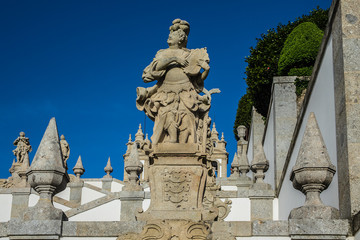 Imposing Good Jesus of the Mount (Bom Jesus do Monte, from 1373) Portuguese sanctuary outside city of Braga. It is an important tourist attraction of Braga. Baroque stairway that climbs 116 meters.