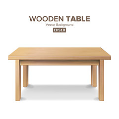 Fototapeta premium Empty Wooden Table Vector. Isolated Furniture, Stand. Clean Stand Template For Object Presentation. Realistic Vector Illustration.