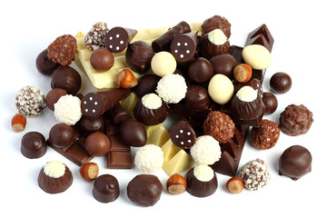 chocolate candies sweets isolated on white background