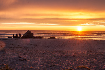 Sunset with sandy beach - Lofoten, Norway.