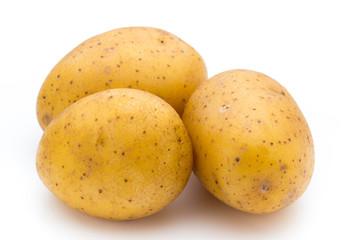 Raw potato isolated on white background.