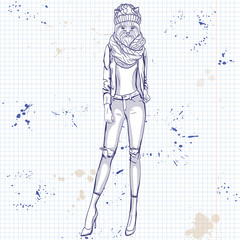 Sketch of a model with a dogs head